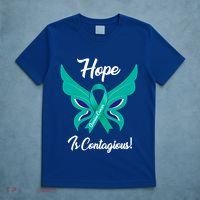 Ovarian Cancer Teal Ribbon Awareness Hope Butterfly Gift T-Shirt thumb 5