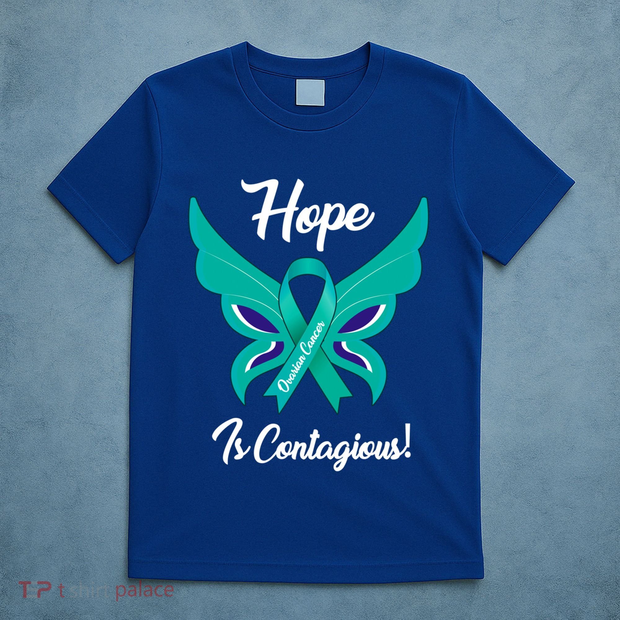 Ovarian Cancer Teal Ribbon Awareness Hope Butterfly Gift T-Shirt