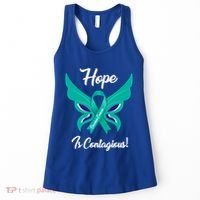 Ovarian Cancer Teal Ribbon Awareness Hope Butterfly Gift Women's Tank Top thumb 0