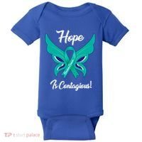 Ovarian Cancer Teal Ribbon Awareness Hope Butterfly Gift Baby Bodysuit thumb 0