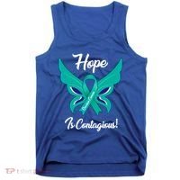 Ovarian Cancer Teal Ribbon Awareness Hope Butterfly Gift Tank Top thumb 0
