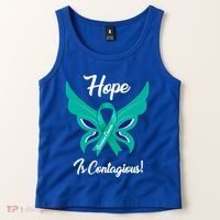 Ovarian Cancer Teal Ribbon Awareness Hope Butterfly Gift Tank Top thumb 2