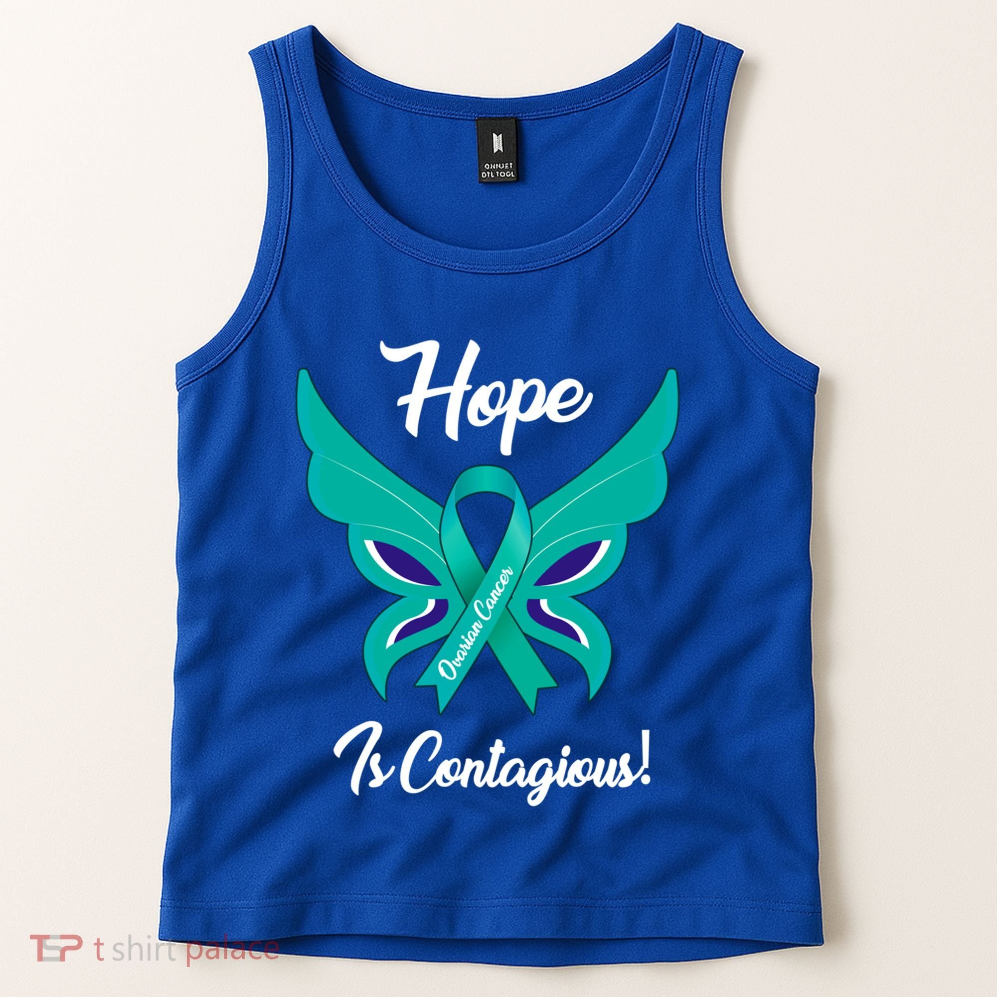 Ovarian Cancer Teal Ribbon Awareness Hope Butterfly Gift Tank Top