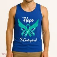 Ovarian Cancer Teal Ribbon Awareness Hope Butterfly Gift Tank Top thumb 3