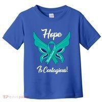 Ovarian Cancer Teal Ribbon Awareness Hope Butterfly Gift Toddler T-Shirt thumb 0