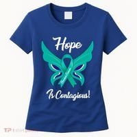 Ovarian Cancer Teal Ribbon Awareness Hope Butterfly Gift Women's T-Shirt thumb 0
