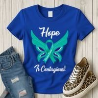 Ovarian Cancer Teal Ribbon Awareness Hope Butterfly Gift Women's T-Shirt thumb 3