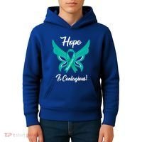 Ovarian Cancer Teal Ribbon Awareness Hope Butterfly Gift Kids Hoodie thumb 4