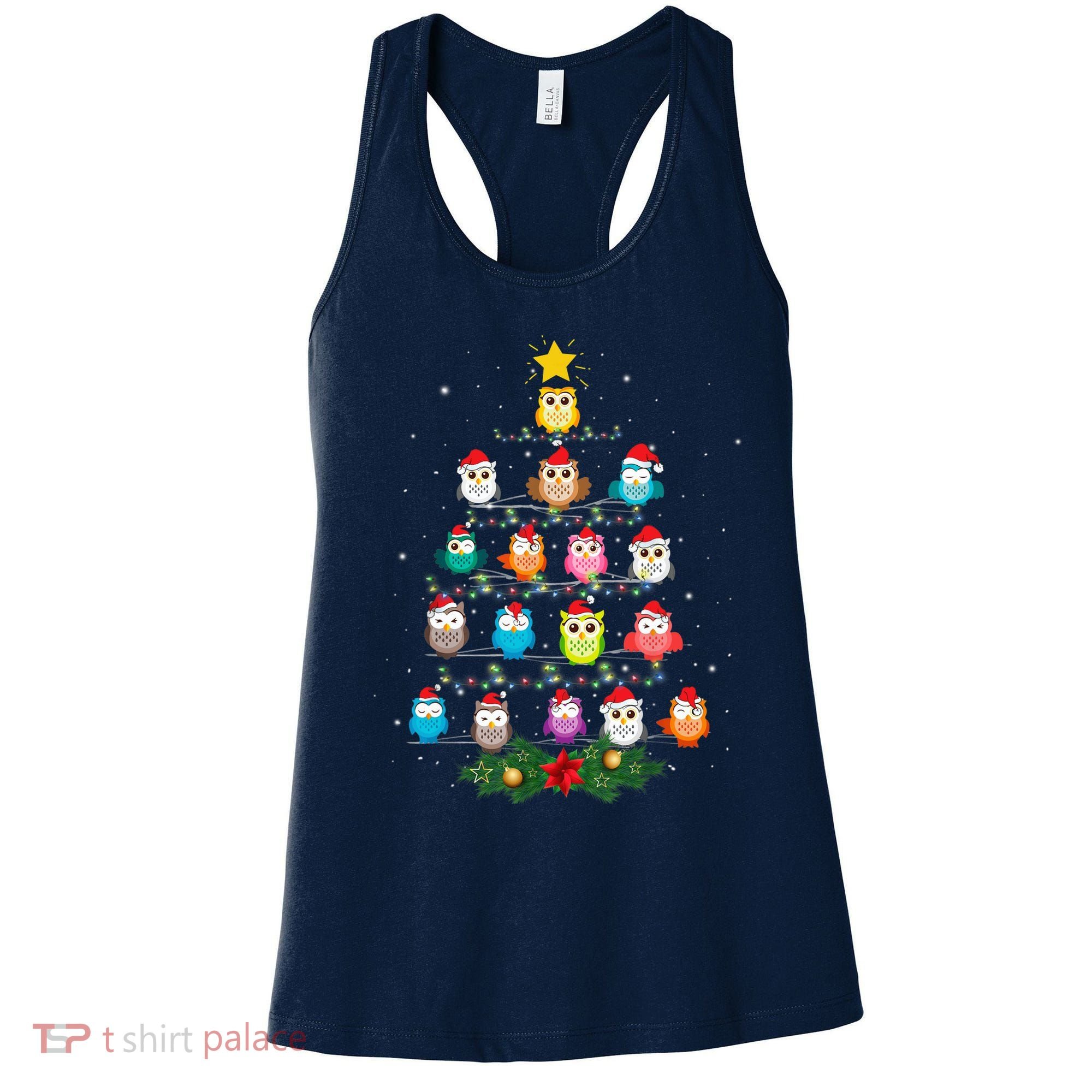 Owl Christmas Tree Lights Xmas Pajama Gifts For Owl Lovers Women's Tank Top