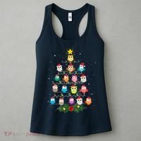 Owl Christmas Tree Lights Xmas Pajama Gifts For Owl Lovers Women's Tank Top thumb 3