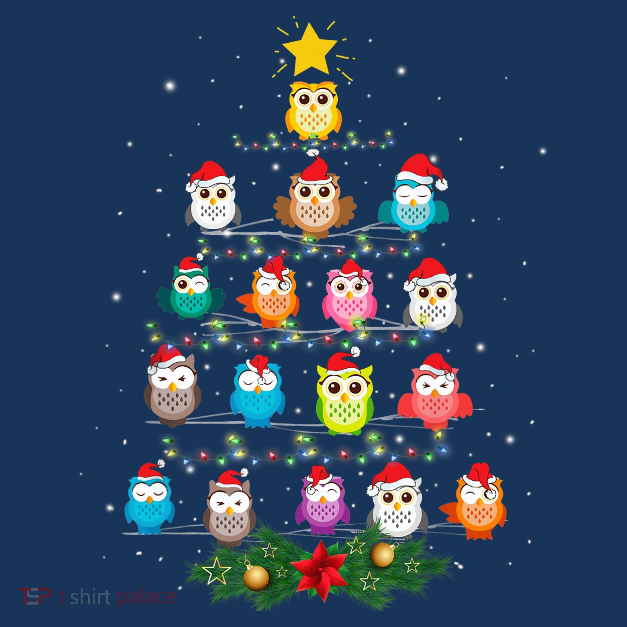 Owl Christmas Tree Lights Xmas Pajama Gifts For Owl Lovers Women's Tank Top