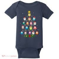 Owl Christmas Tree Lights Xmas Pajama Gifts For Owl Lovers Baby Bodysuit thumb 0