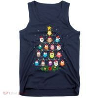 Owl Christmas Tree Lights Xmas Pajama Gifts For Owl Lovers Tank Top thumb 0