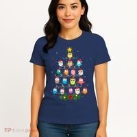Owl Christmas Tree Lights Xmas Pajama Gifts For Owl Lovers Women's T-Shirt thumb 4