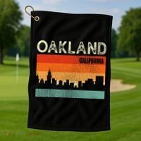 Oakland California Town Skyline Golf Towel thumb 1