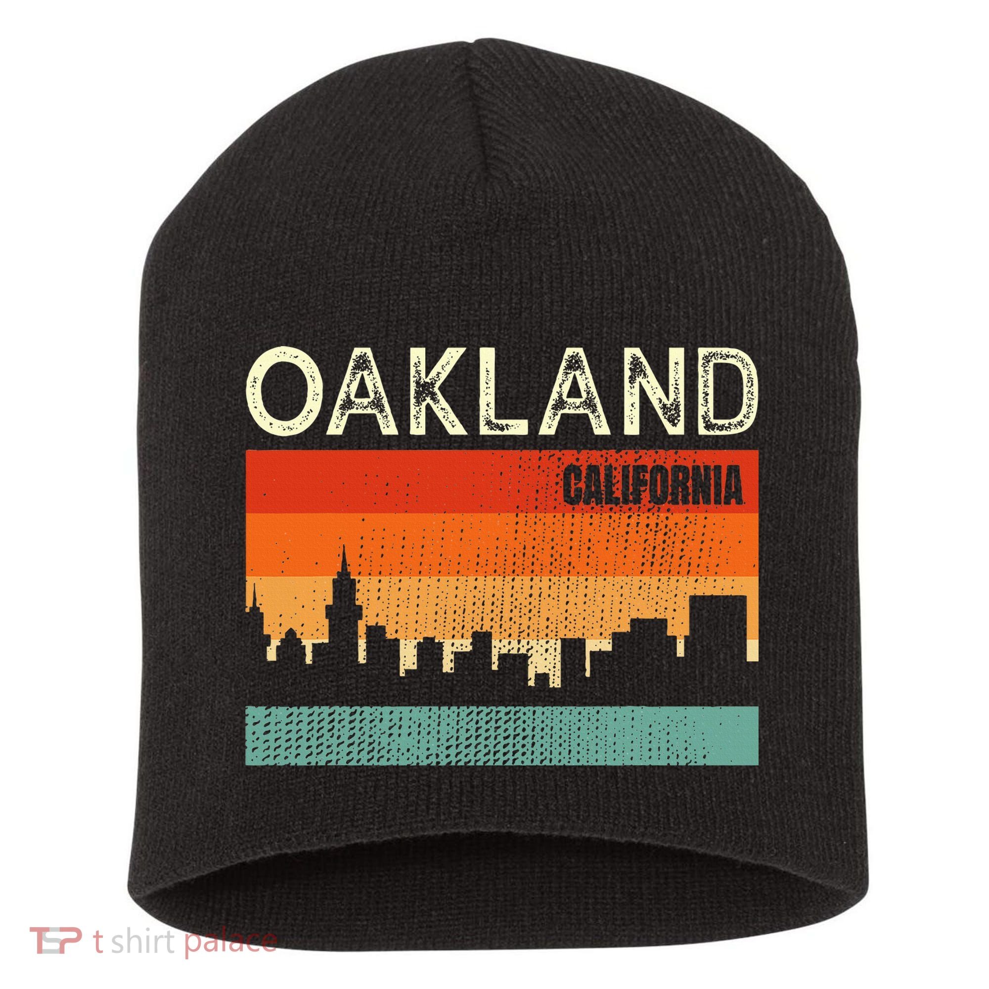 Oakland California Town Skyline Short Acrylic Beanie