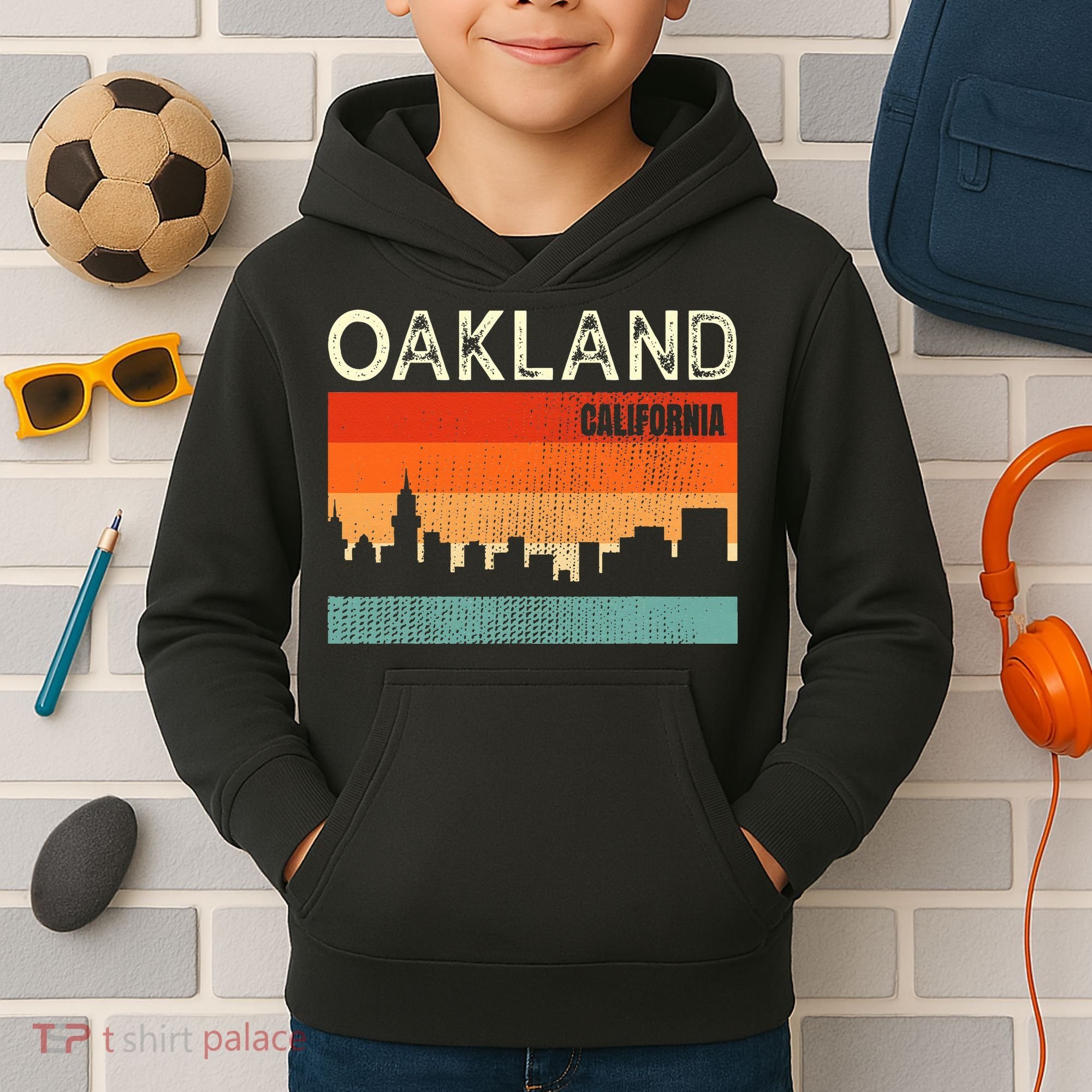 Oakland California Town Skyline Kids Hoodie