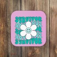 Ovarian Cancer Teal Ribbon Ovarian Cancer Survivor Coaster thumb 0