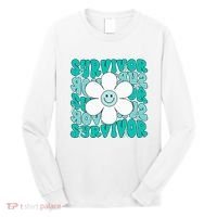 Ovarian Cancer Teal Ribbon Ovarian Cancer Survivor Long Sleeve Shirt thumb 0