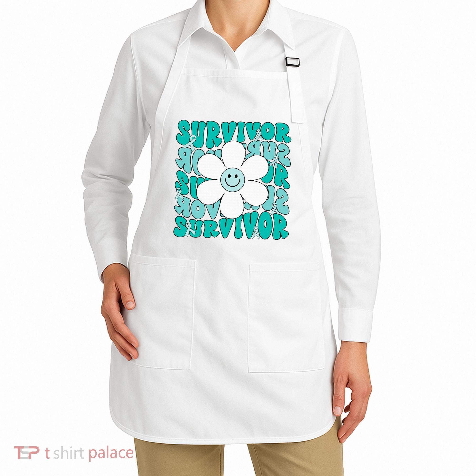 Ovarian Cancer Teal Ribbon Ovarian Cancer Survivor Apron