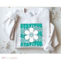 Ovarian Cancer Teal Ribbon Ovarian Cancer Survivor Sweatshirt thumb 2