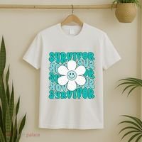 Ovarian Cancer Teal Ribbon Ovarian Cancer Survivor T-Shirt thumb 2