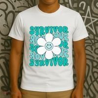 Ovarian Cancer Teal Ribbon Ovarian Cancer Survivor T-Shirt thumb 3