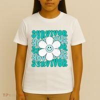 Ovarian Cancer Teal Ribbon Ovarian Cancer Survivor T-Shirt thumb 4