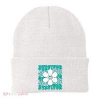 Ovarian Cancer Teal Ribbon Ovarian Cancer Survivor Beanie thumb 0