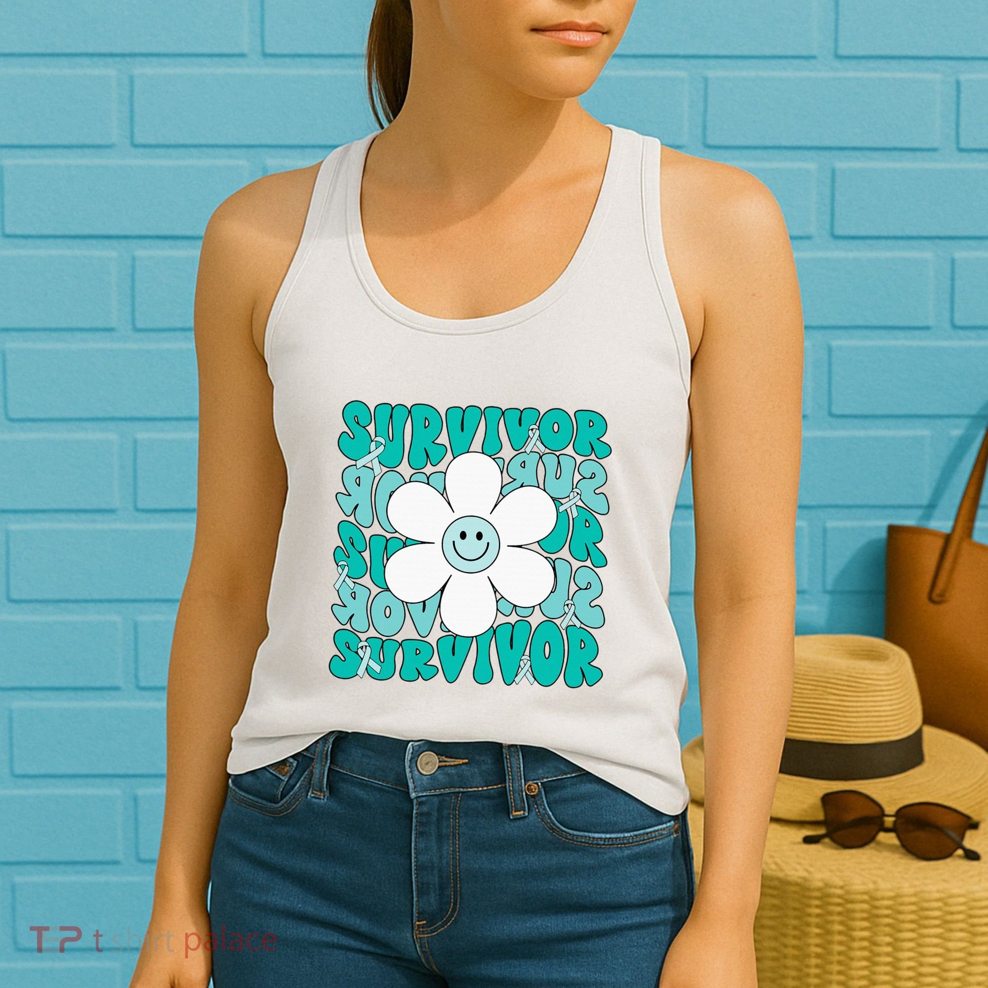 Ovarian Cancer Teal Ribbon Ovarian Cancer Survivor Women's Tank Top