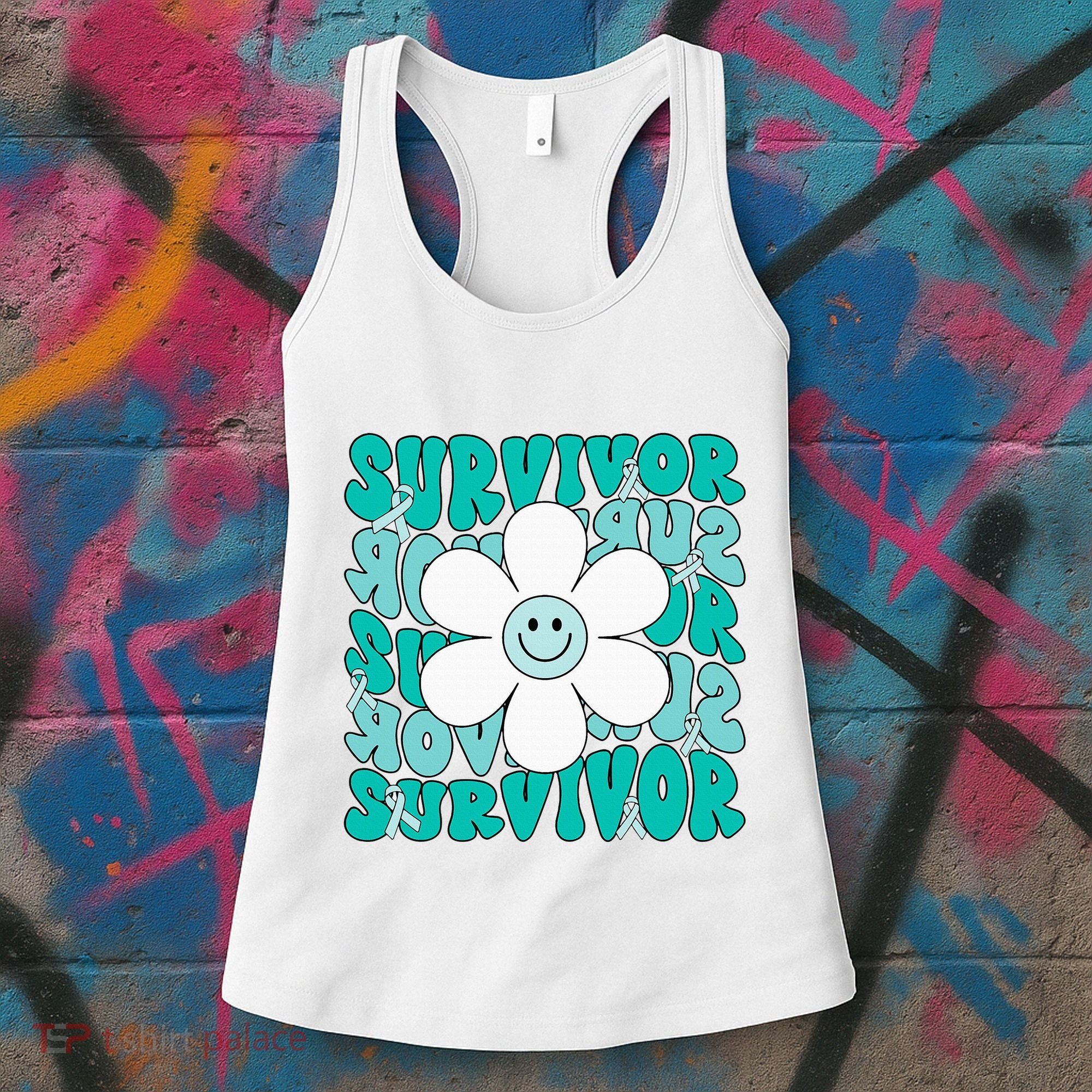 Ovarian Cancer Teal Ribbon Ovarian Cancer Survivor Women's Tank Top