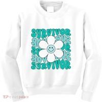 Ovarian Cancer Teal Ribbon Ovarian Cancer Survivor Kids Sweatshirt thumb 0