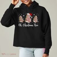Oh Christmas Tree Cakes Debbie Funny Christmas Snack Cake  Ladies Heavyweight Boxy Pullover Hoodie thumb 0
