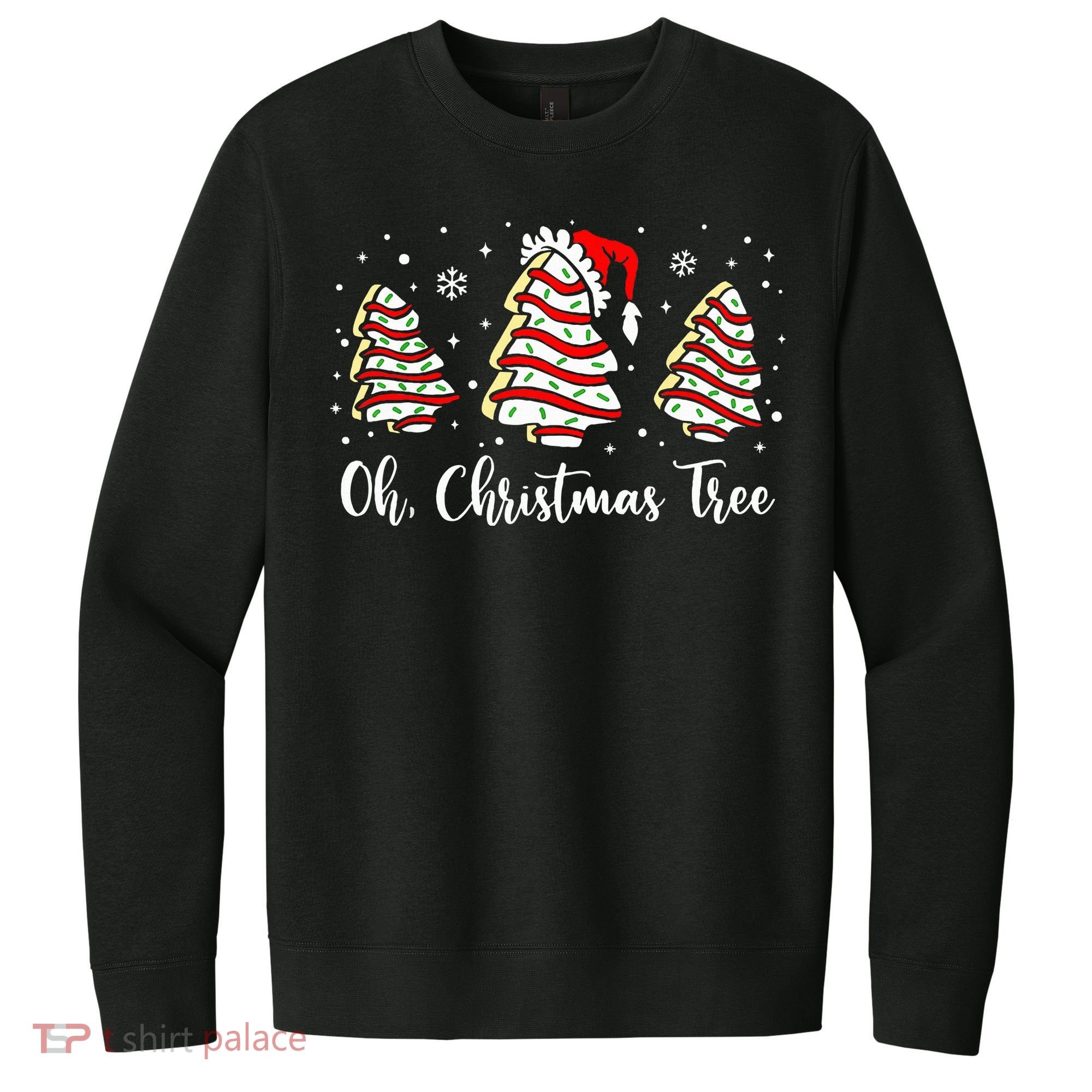 Oh Christmas Tree Cakes Debbie Funny Christmas Snack Cake  V.I.T. Fleece Crew Sweatshirt