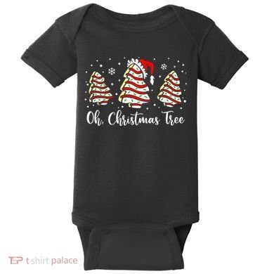 Oh Christmas Tree Cakes Debbie Funny Christmas Snack Cake  Baby Bodysuit