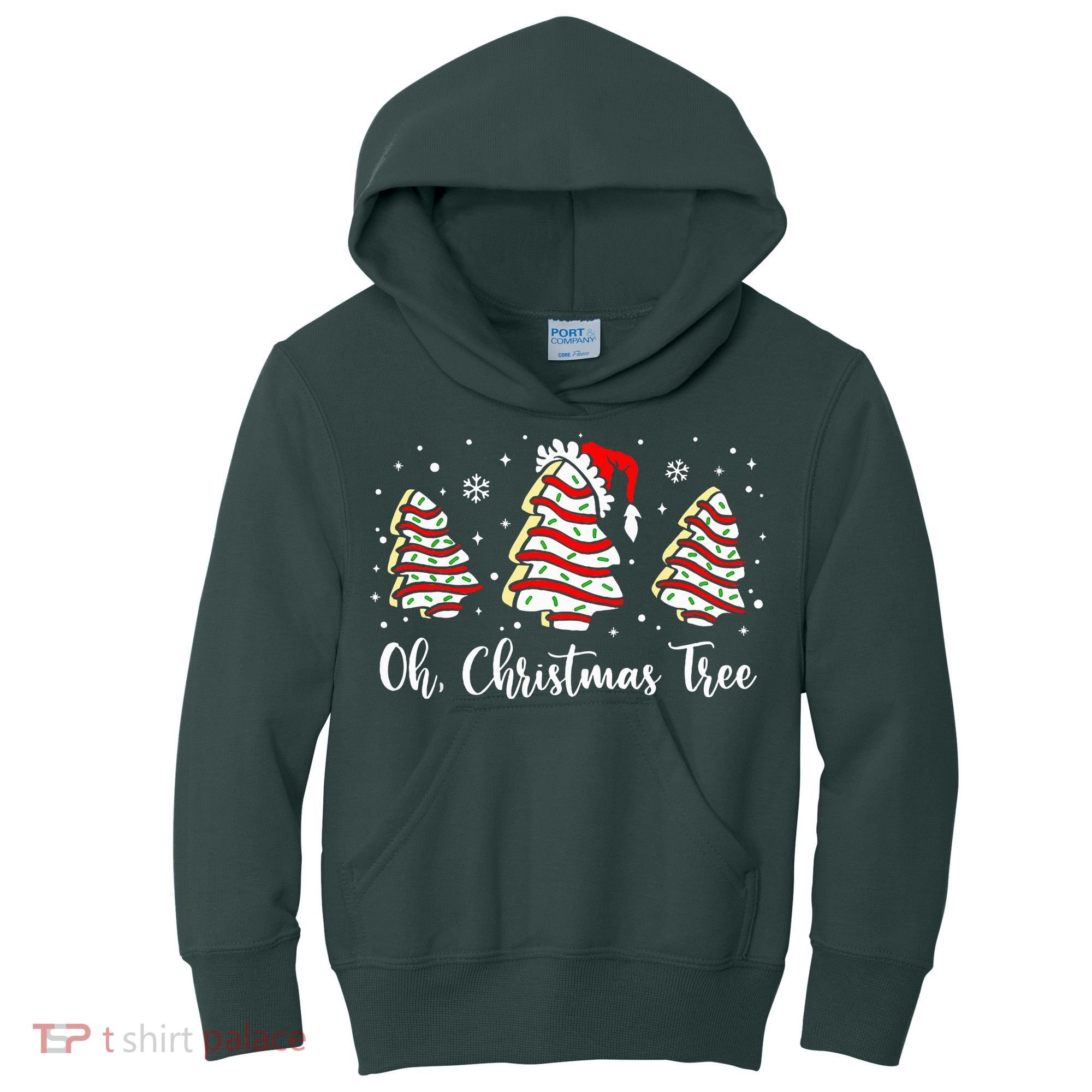 Oh Christmas Tree Cakes Debbie Funny Christmas Snack Cake  Kids Hoodie