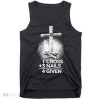 One Cross Three Nails Forgiven Cross Christian Faith Tank Top thumb 0