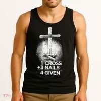 One Cross Three Nails Forgiven Cross Christian Faith Tank Top thumb 3