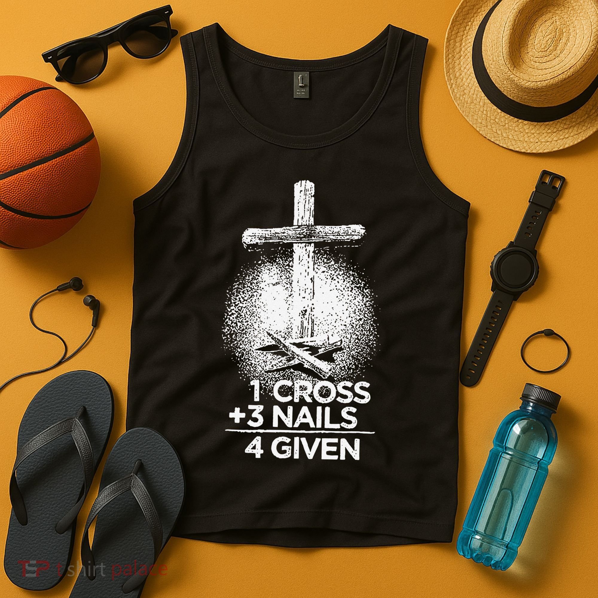 One Cross Three Nails Forgiven Cross Christian Faith Tank Top