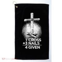 One Cross Three Nails Forgiven Cross Christian Faith Golf Towel thumb 0