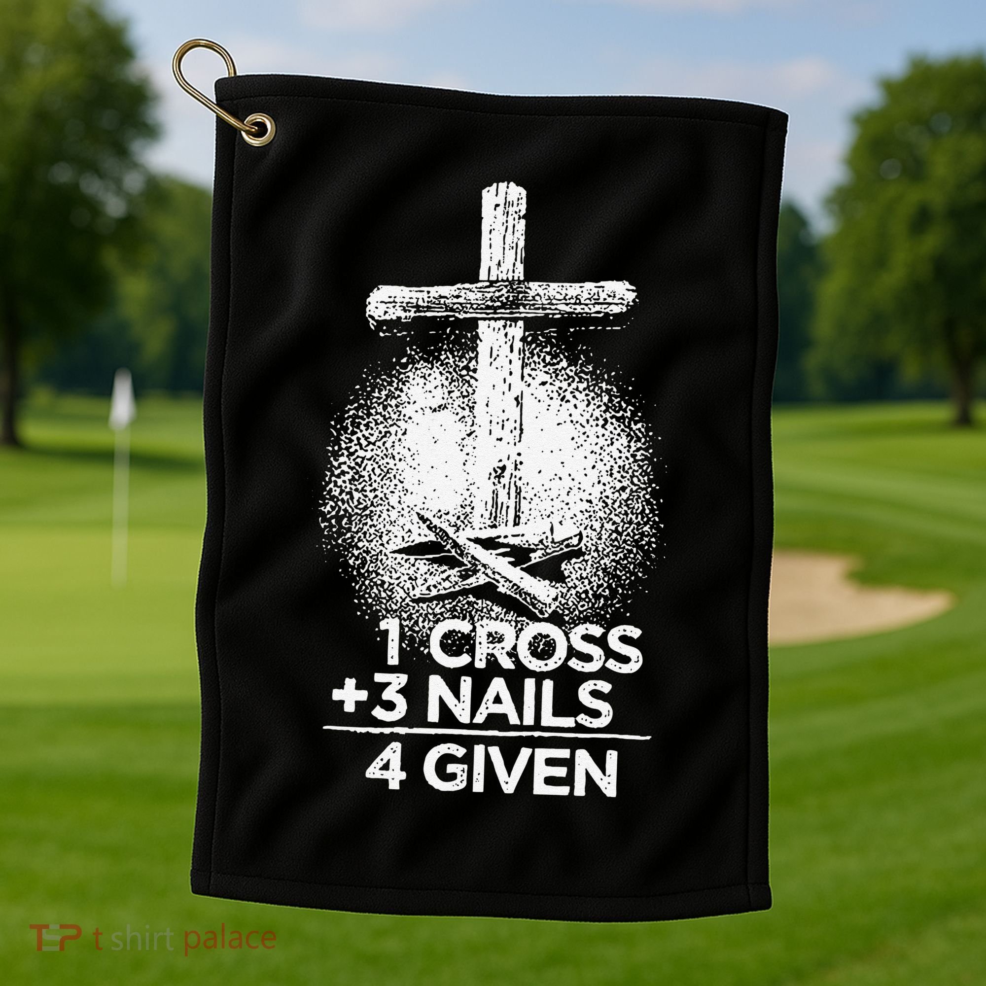 One Cross Three Nails Forgiven Cross Christian Faith Golf Towel