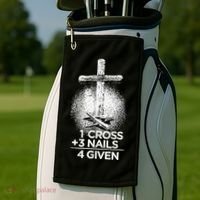 One Cross Three Nails Forgiven Cross Christian Faith Golf Towel thumb 2