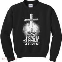 One Cross Three Nails Forgiven Cross Christian Faith Kids Sweatshirt thumb 0