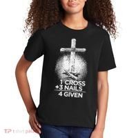 One Cross Three Nails Forgiven Cross Christian Faith Kids T-Shirt thumb 2