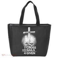 One Cross Three Nails Forgiven Cross Christian Faith Tote Bag thumb 0