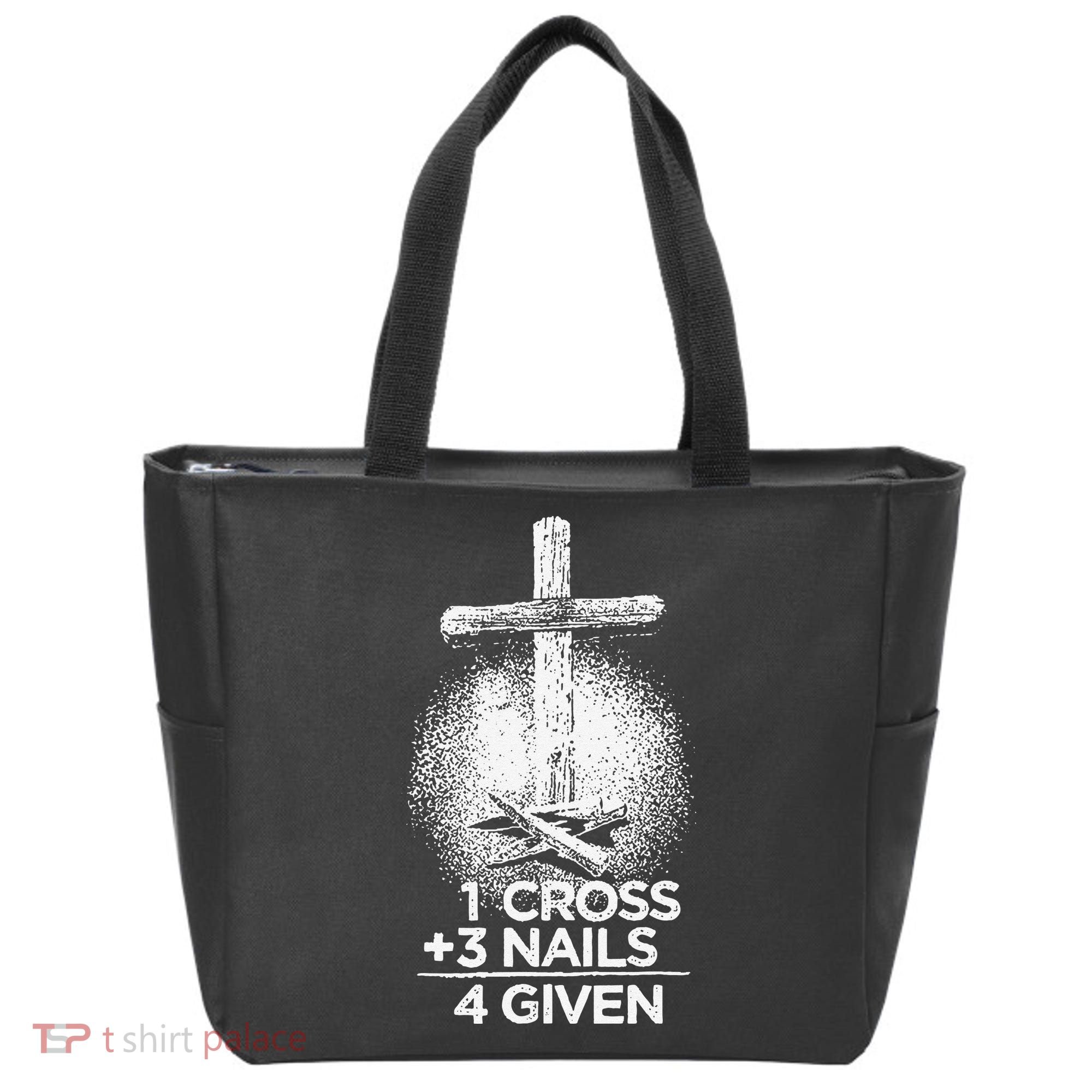 One Cross Three Nails Forgiven Cross Christian Faith Tote Bag