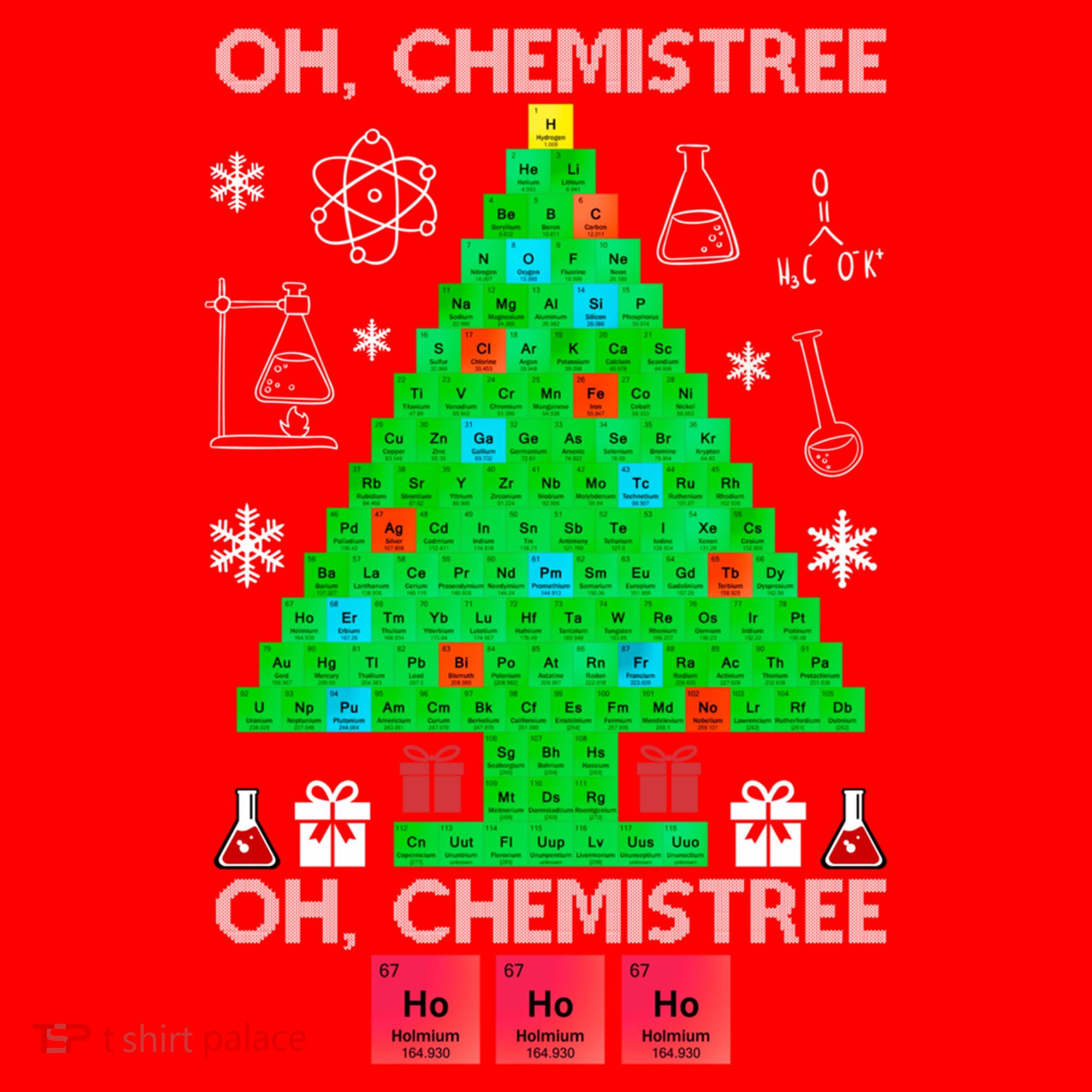 Oh Chemist Tree Chemistree Funny Science Chemistry Christmas Gift Santa Hat
