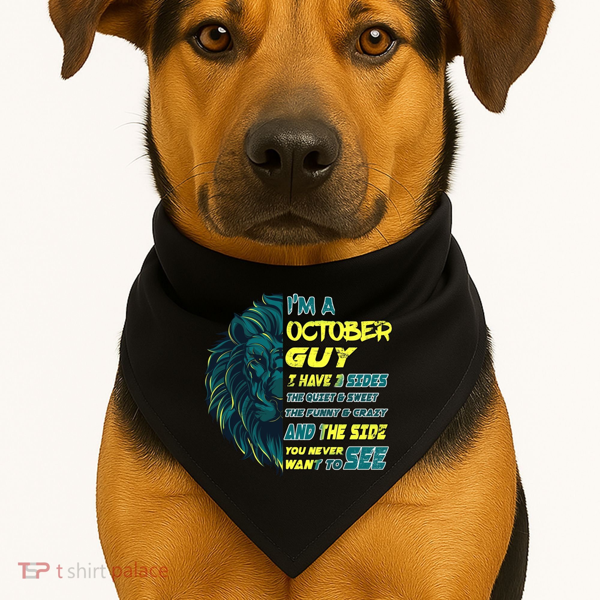 October Birthday Guy Has 3 Sides Sweet Funny Crazy  USA-Made Doggie Bandana