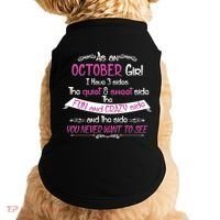 October Girl Sweet But Crazy Funny Birthday Doggie Tank thumb 0