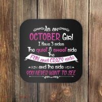 October Girl Sweet But Crazy Funny Birthday Coaster thumb 0